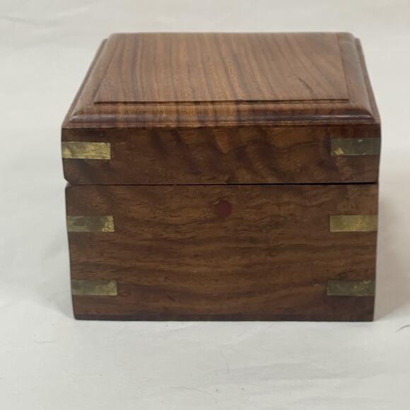 Vintage Pier 1 Nautical Floating Compass In Wooden Box Brass Dovetail Corners - Picture 7 of 8